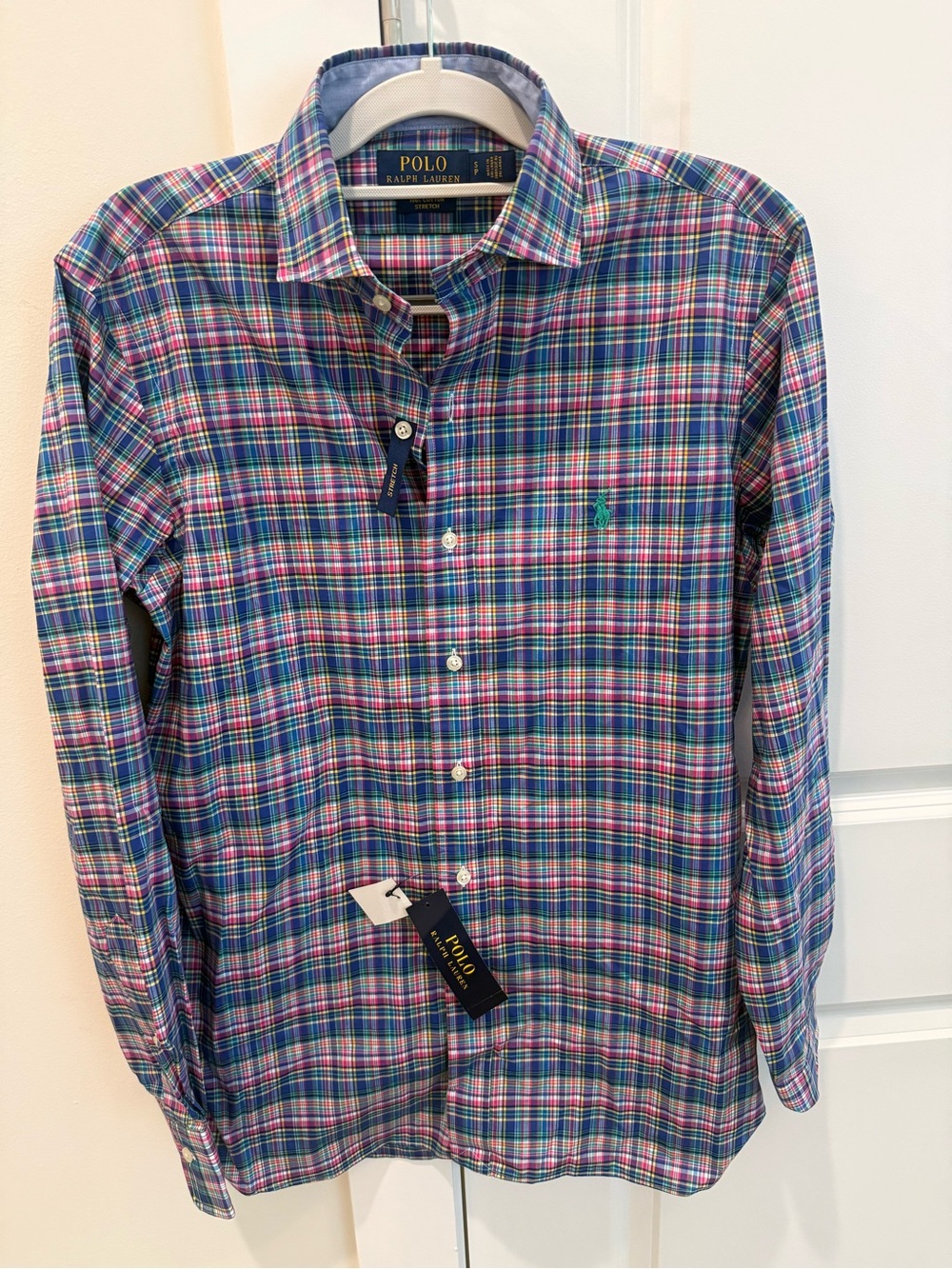 NWT Polo by Ralph Lauren Men's Plaid Button-Down Shirt Stretch Spring Size S
